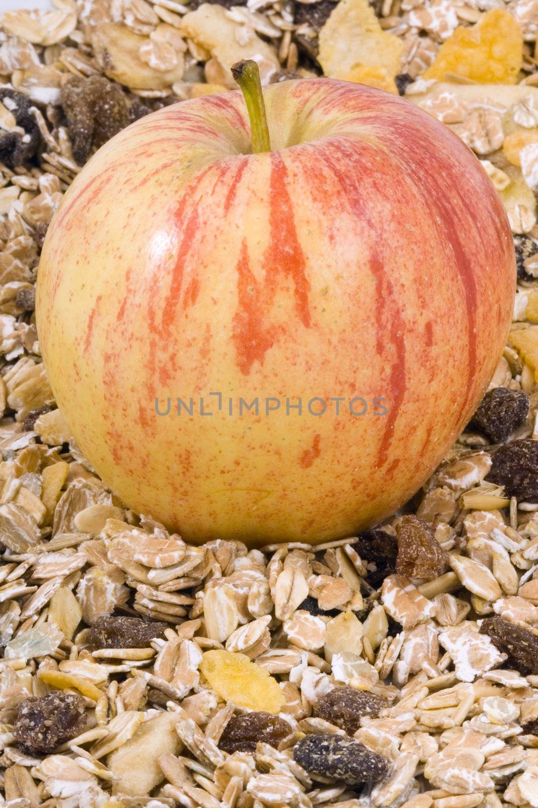 an apple and some cornflakes - healthy diet