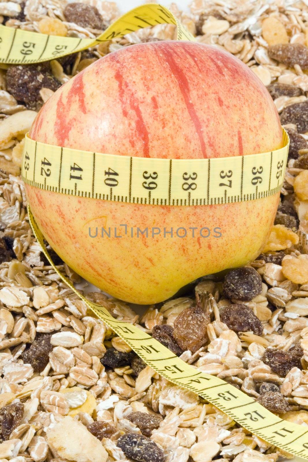 an apple and some cornflakes - healthy diet