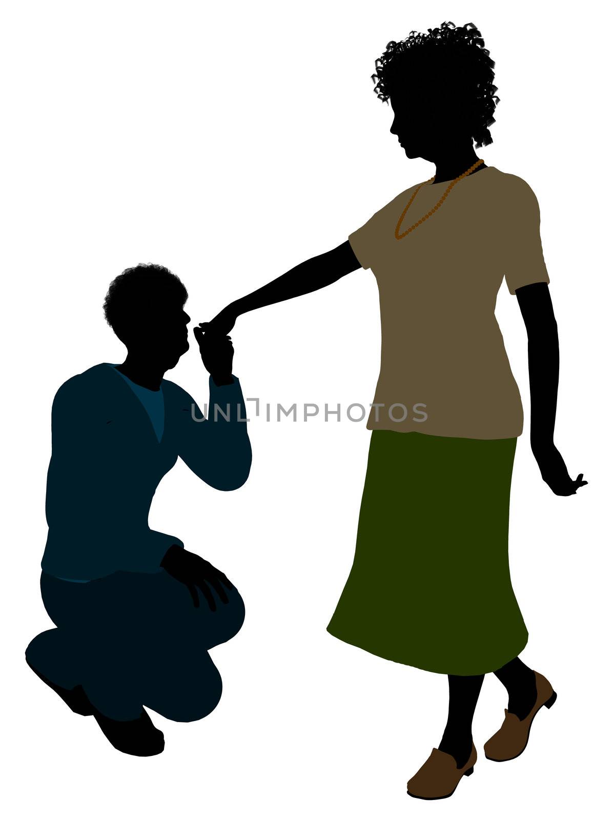 African American Senior Couple Illustration Silhouette by kathygold