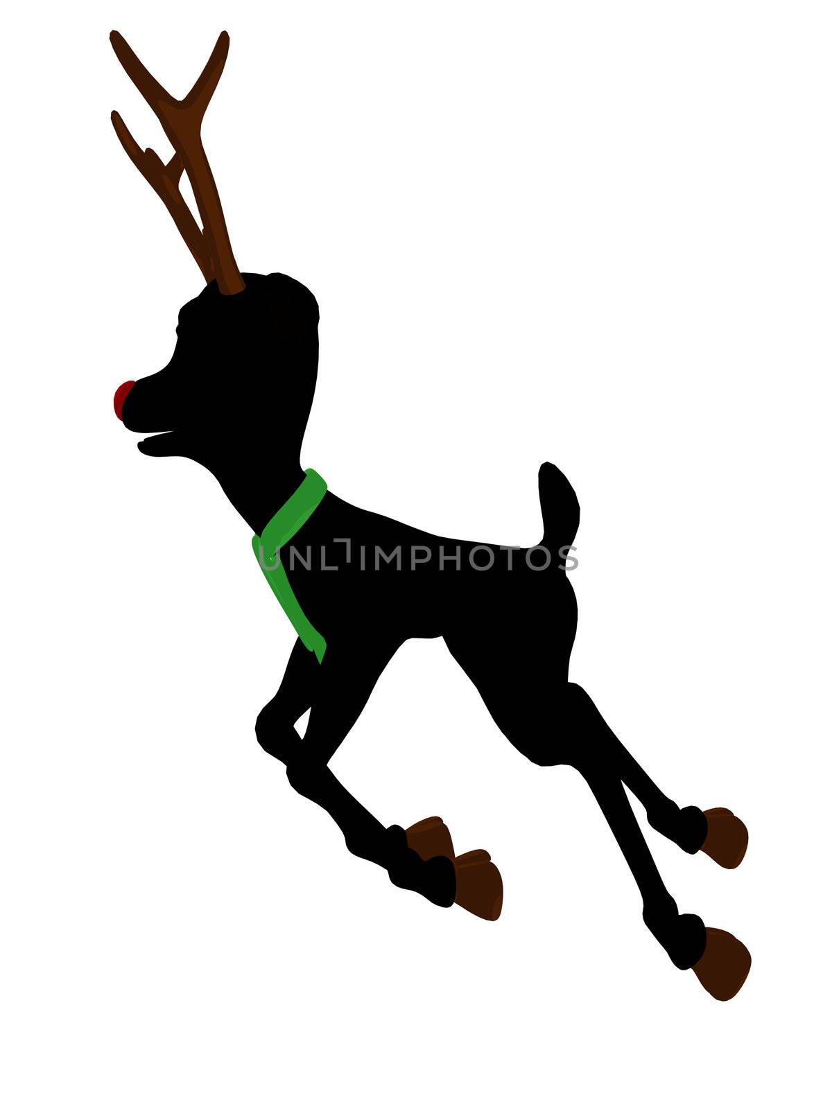 Rudolph The Red Nosed Reindeer Silhouette Illustration by kathygold