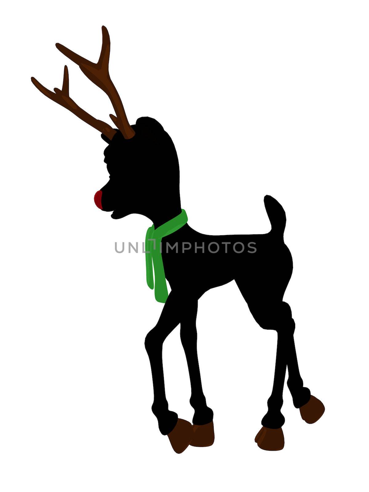 Rudolph The Red Nosed Reindeer Silhouette Illustration by kathygold
