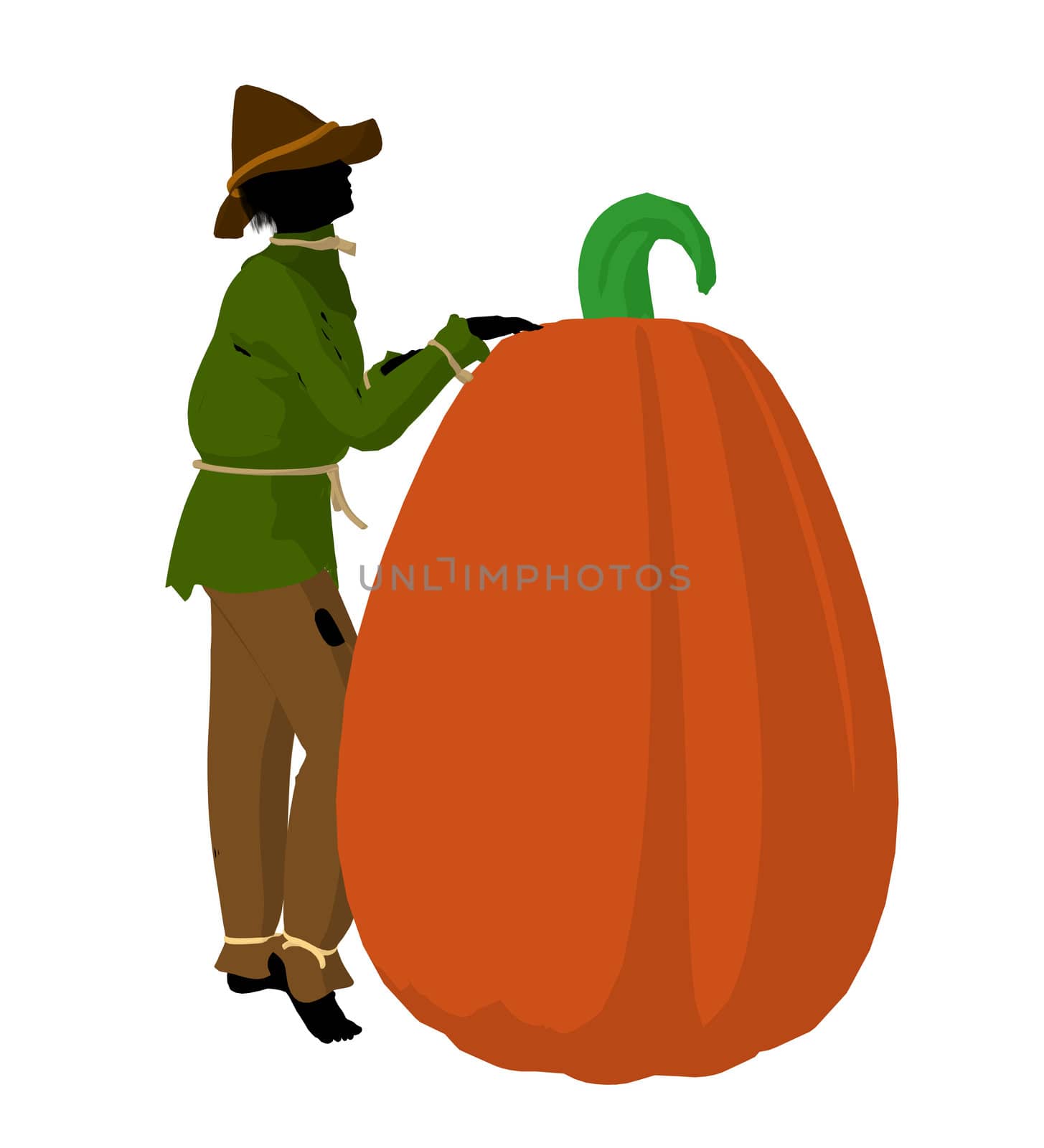 Halloween Scarecrow Art Illustration Silhouette by kathygold