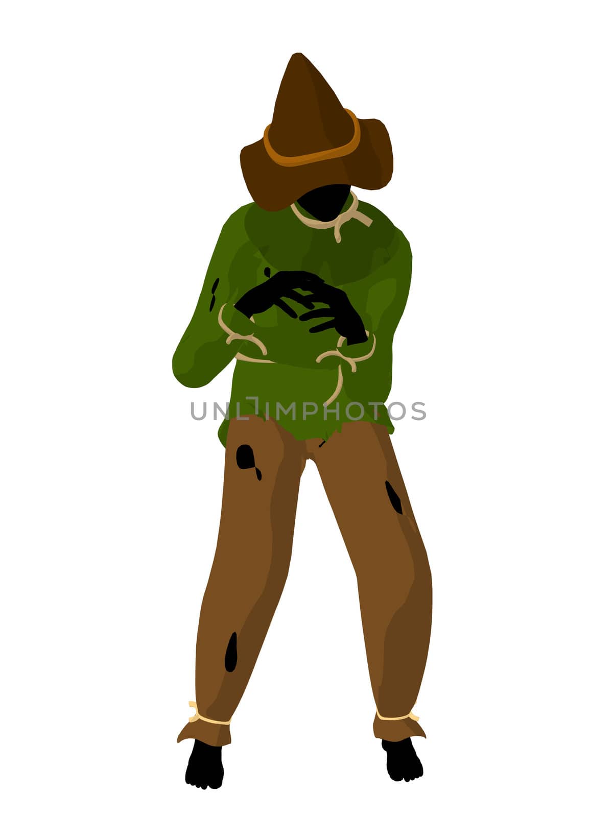 Halloween scarecrow silhouette illustration on a white background