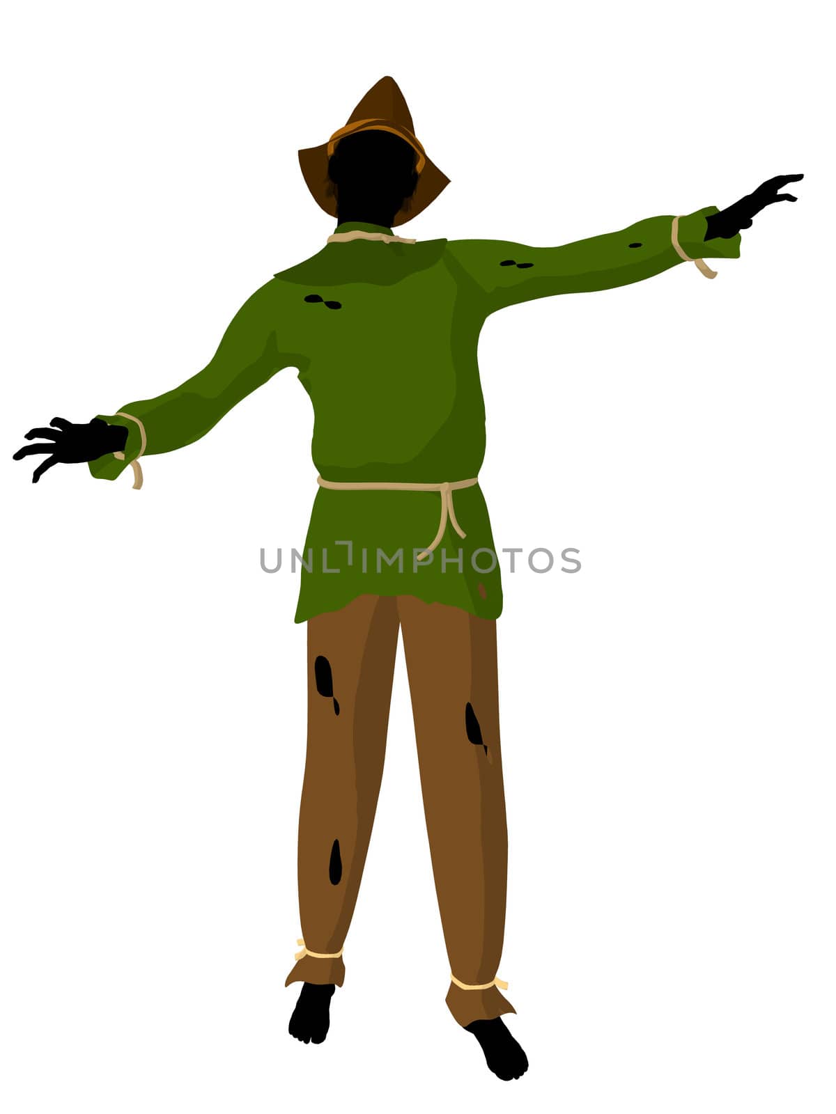 Halloween scarecrow silhouette illustration on a white background