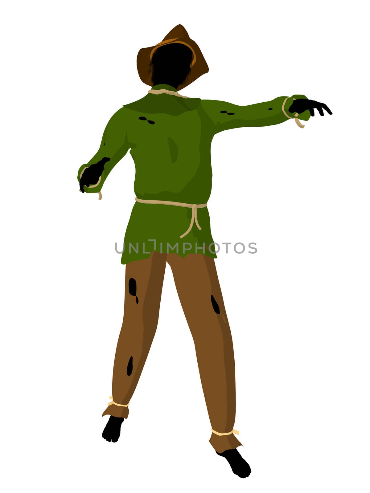 Halloween scarecrow silhouette illustration on a white background