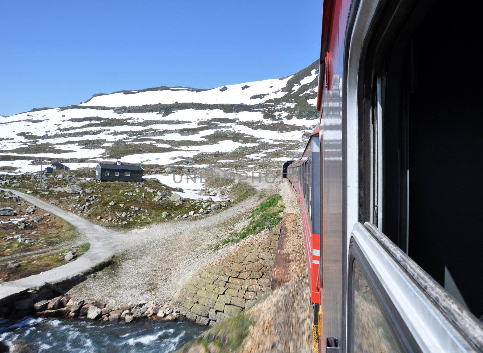 Travel by train across Norway in summer