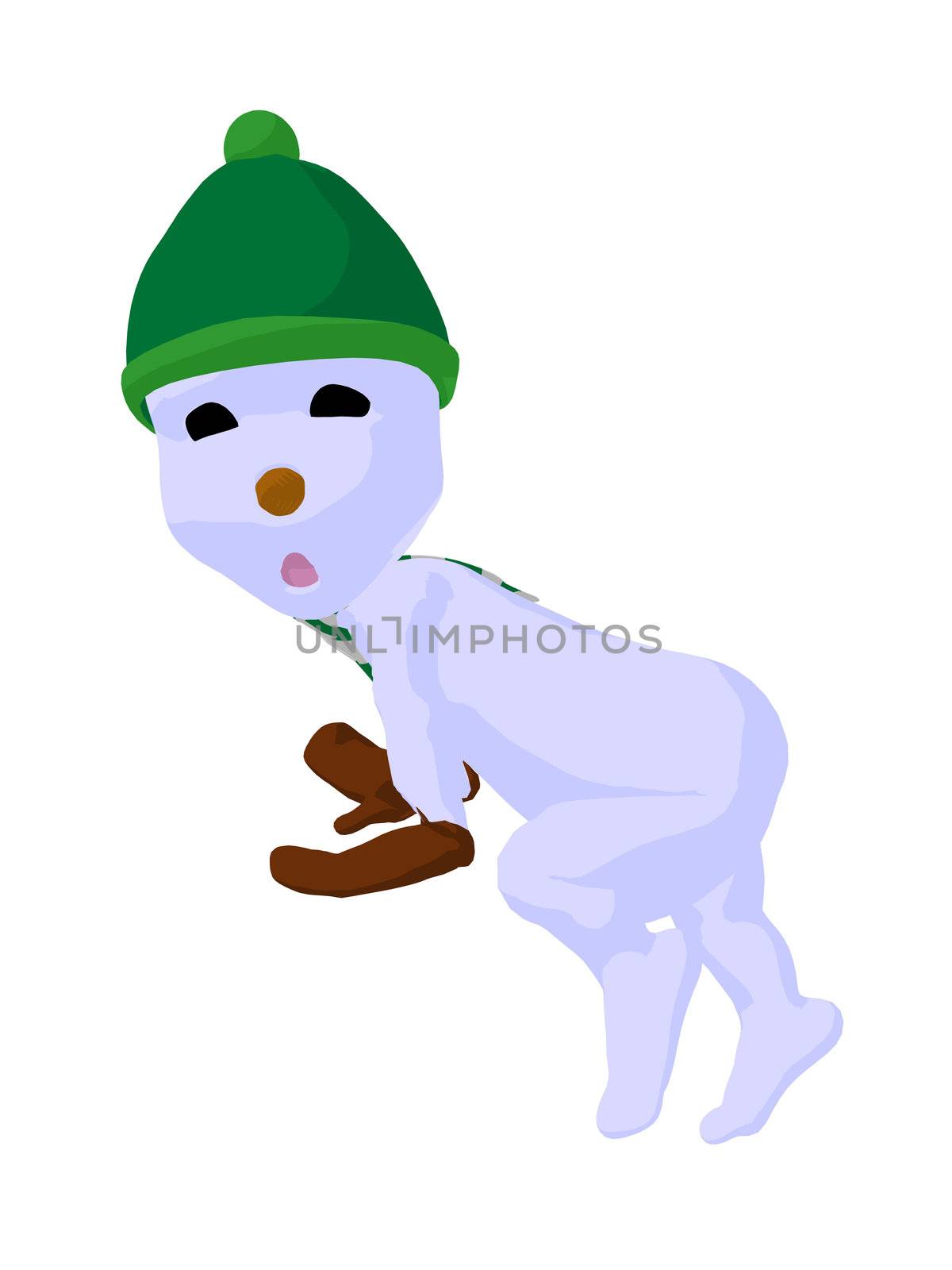 Snowboy silhouette illustration on a white background