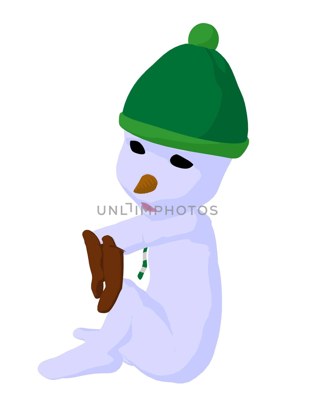 Snowboy silhouette illustration on a white background