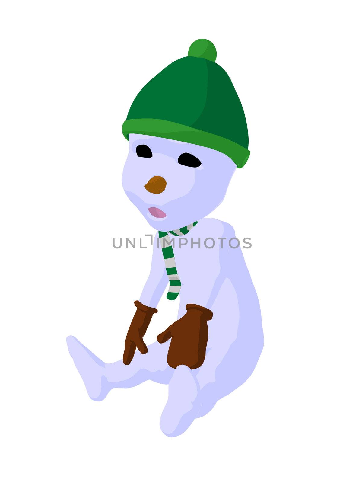 Snowboy silhouette illustration on a white background