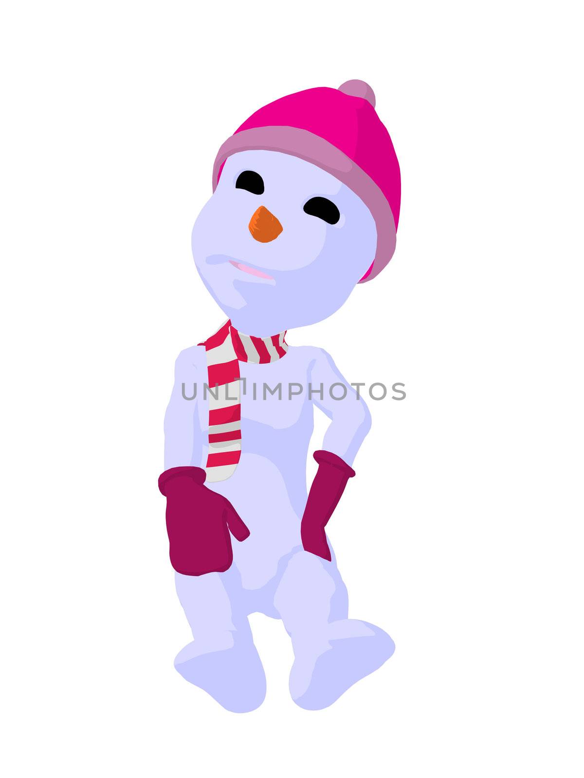 Snowgirl silhouette illustration on a white background