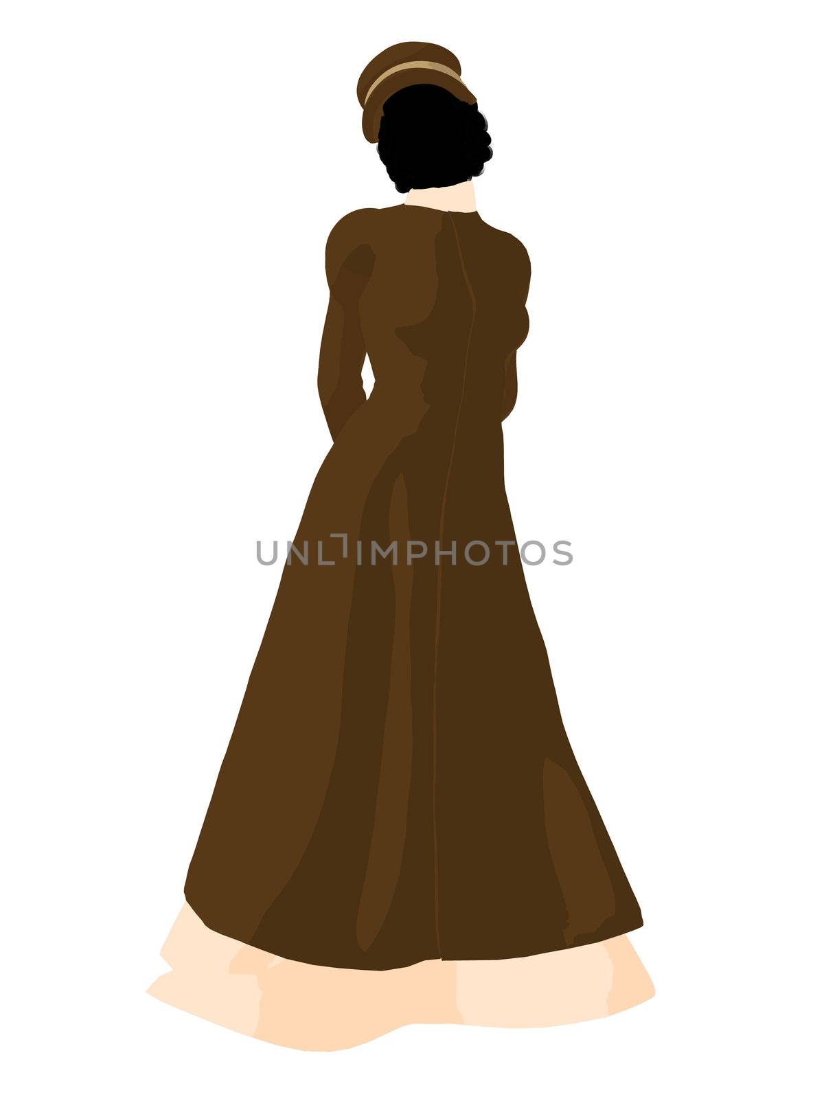 Victorian woman art illustration silhouette on a white background