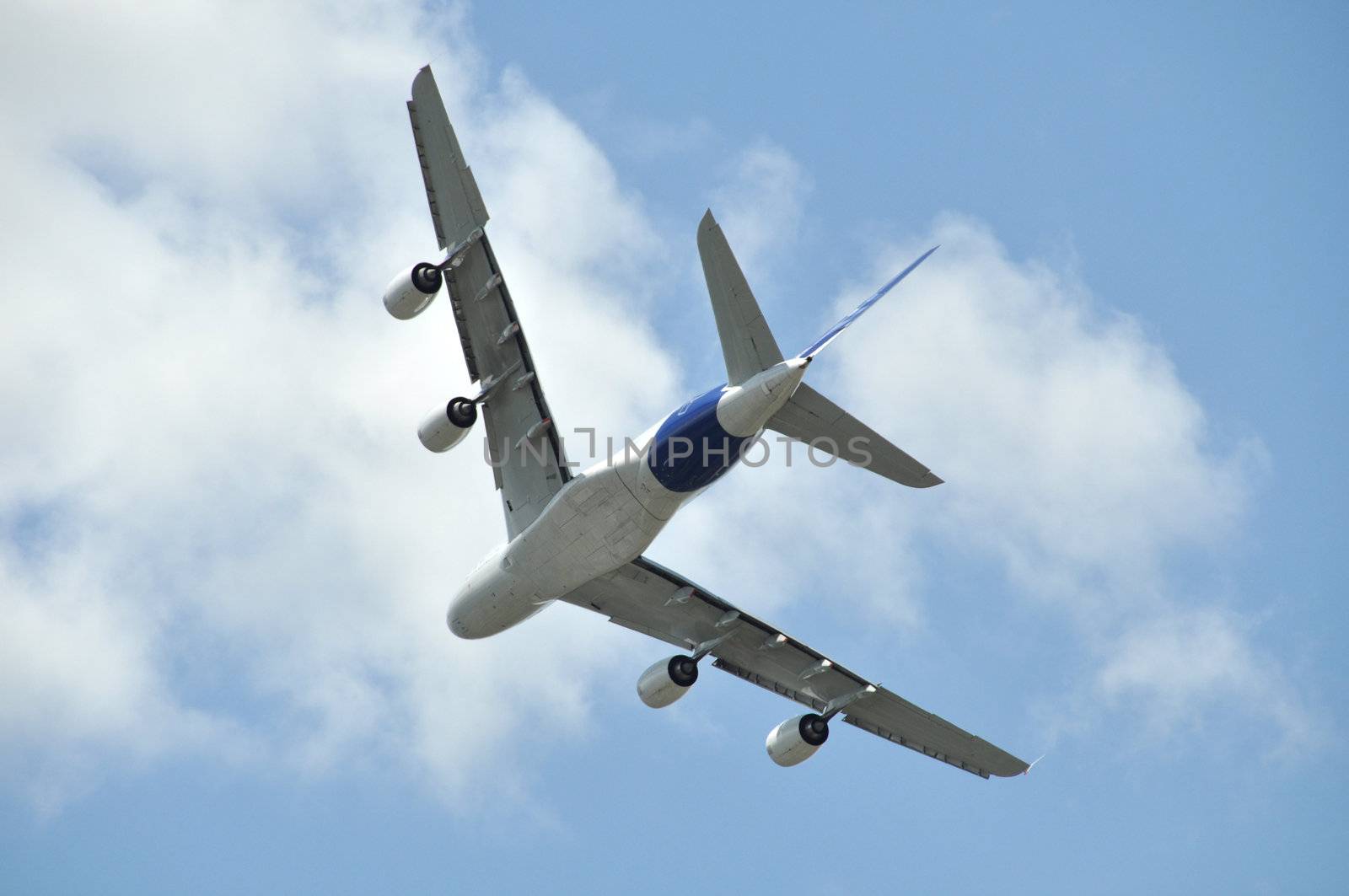 Flying airliner