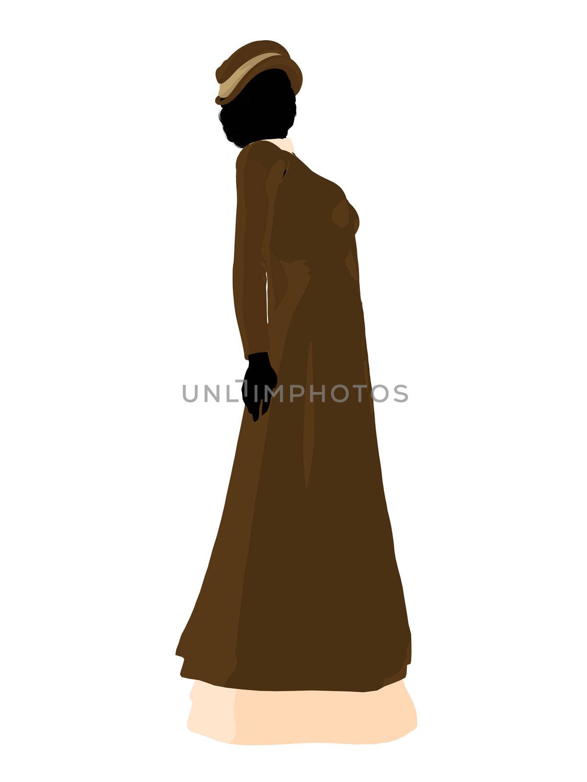 Victorian woman art illustration silhouette on a white background