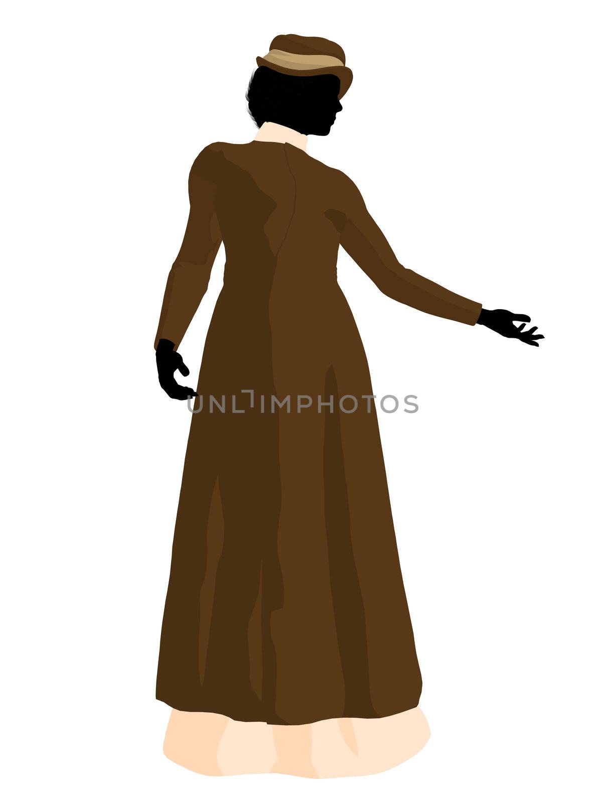 Victorian woman art illustration silhouette on a white background