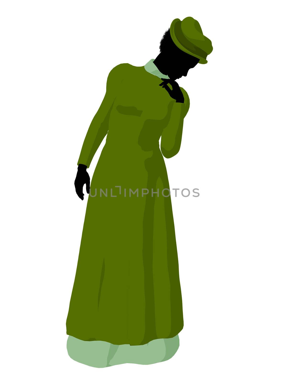 African american victorian woman art illustration silhouette on a white background