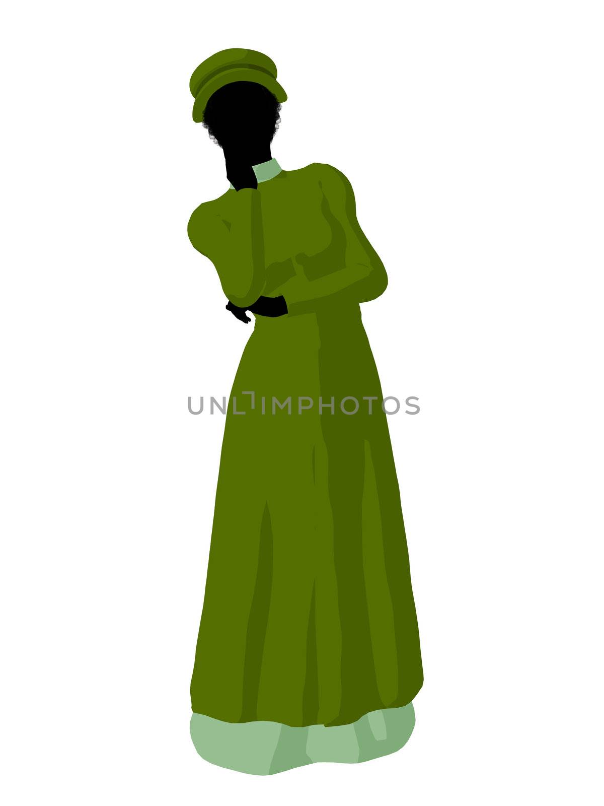 African american victorian woman art illustration silhouette on a white background