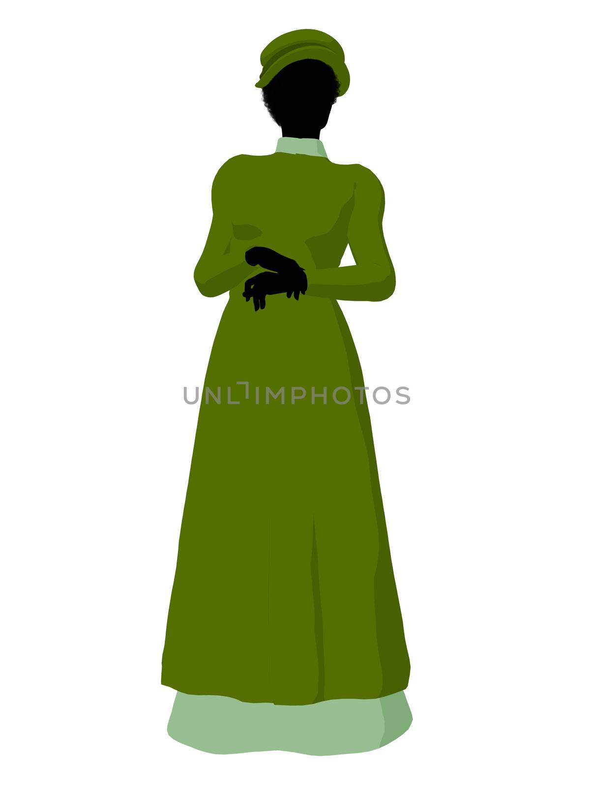 African american victorian woman art illustration silhouette on a white background