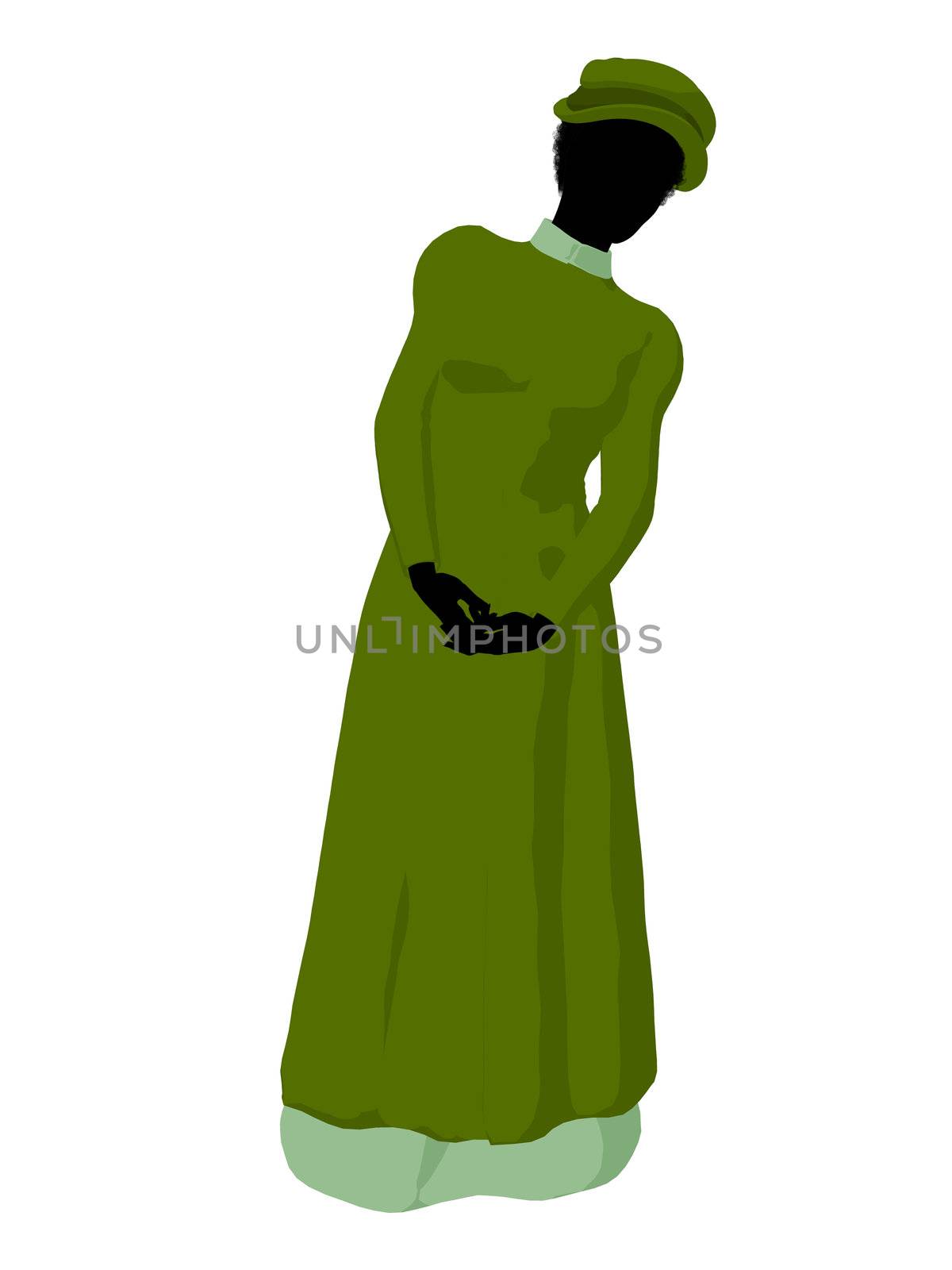 African american victorian woman art illustration silhouette on a white background