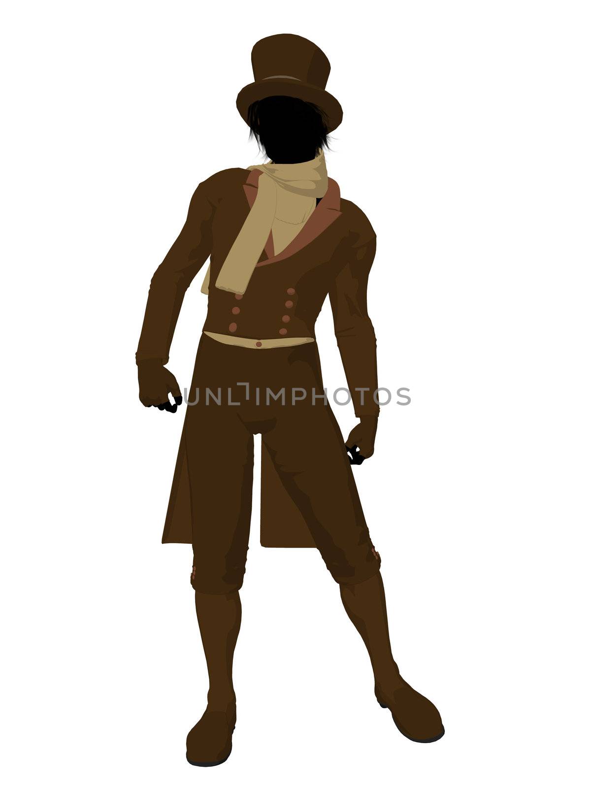 Victorian man art illustration silhouette on a white background