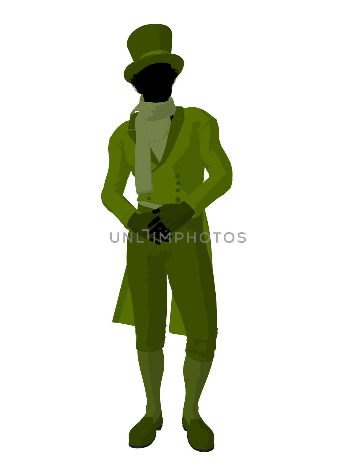African american victorian man art illustration silhouette on a white background