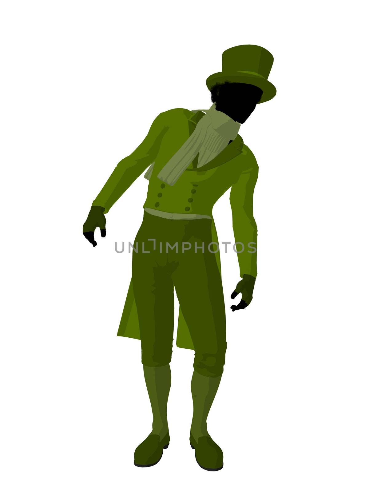 African american victorian man art illustration silhouette on a white background