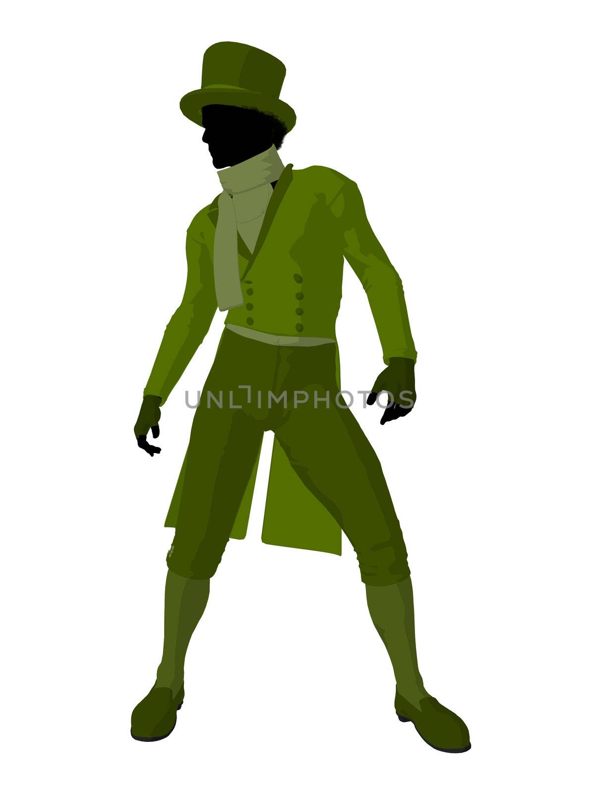 African american victorian man art illustration silhouette on a white background