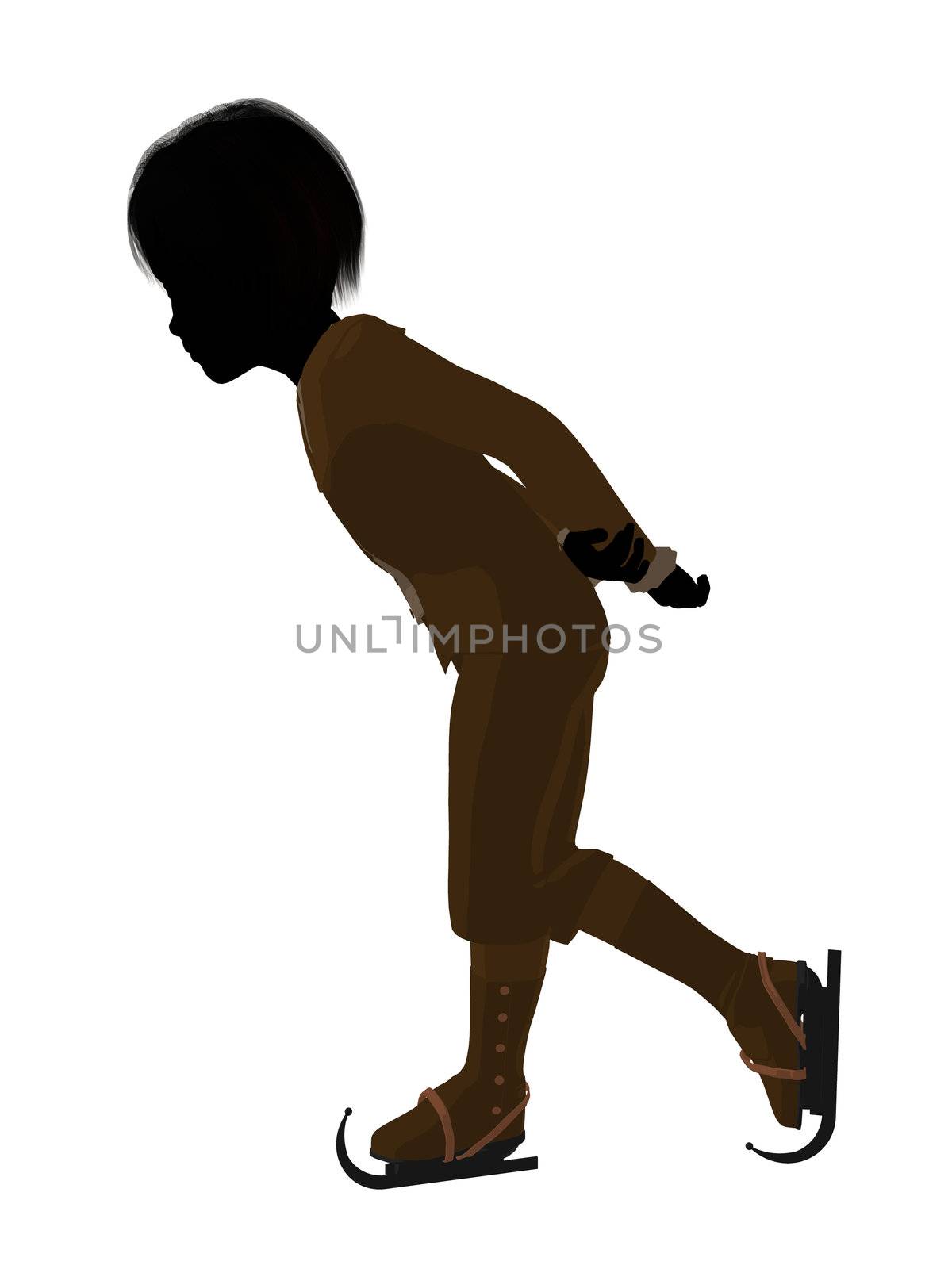 Victorian Boy Ice Skating Illustration Silhouette by kathygold