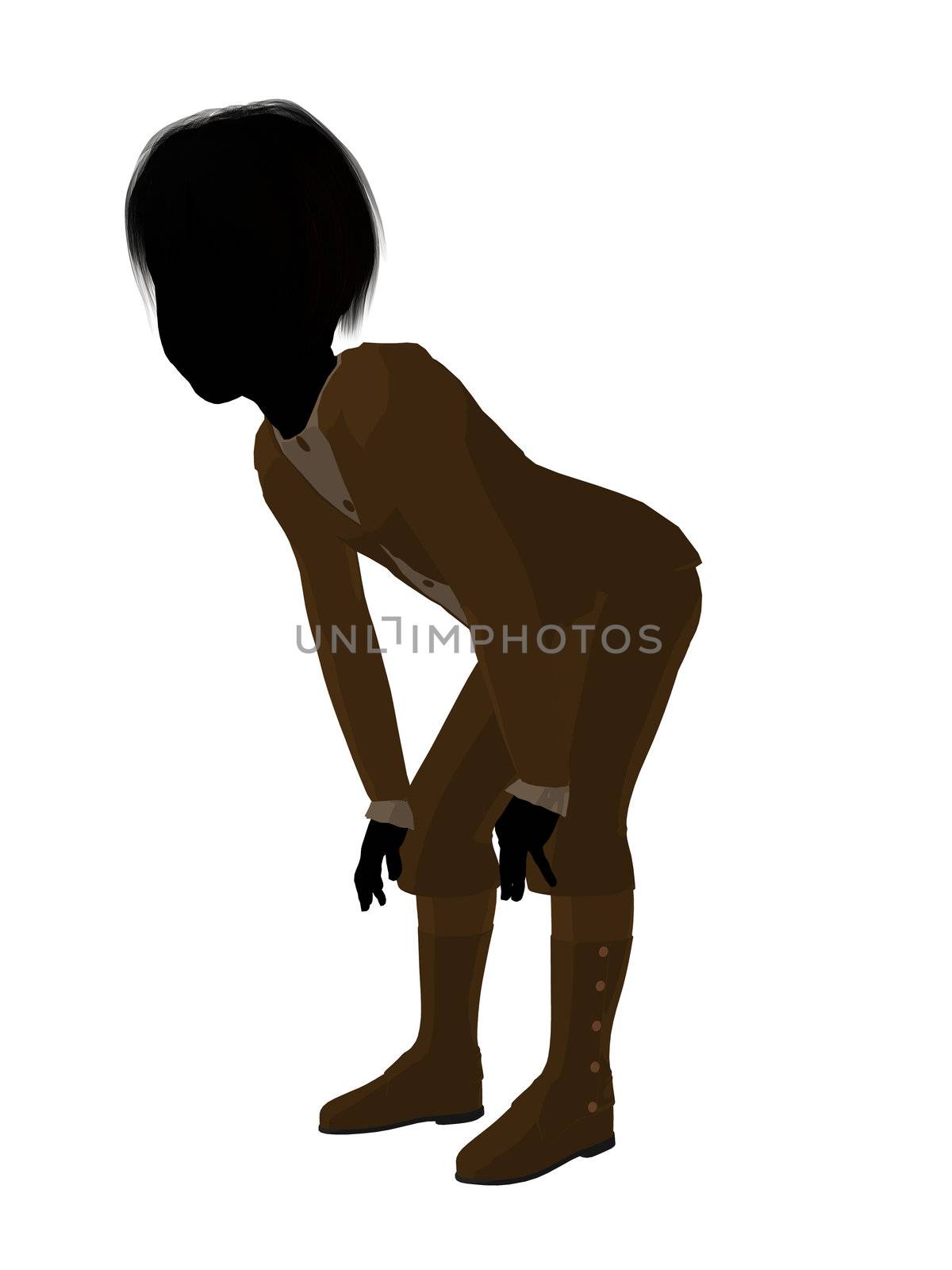 Victorian boy silhouette on a white background