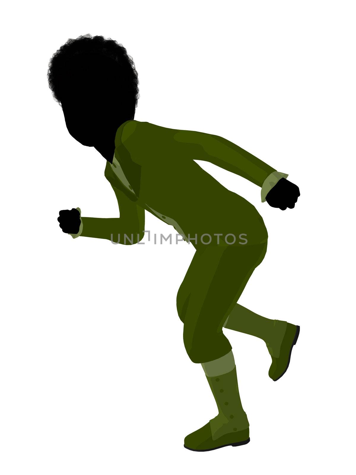 African american victorian boy silhouette on a white background