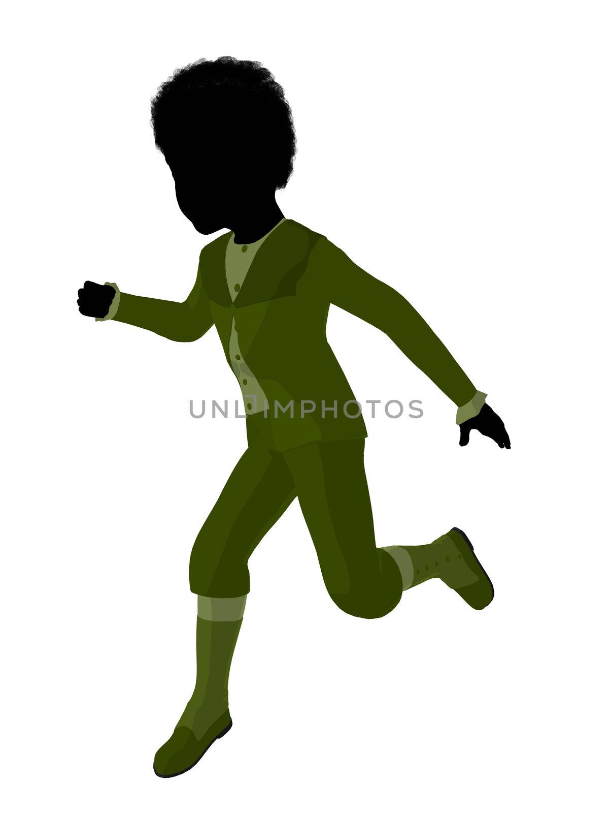 African american victorian boy silhouette on a white background