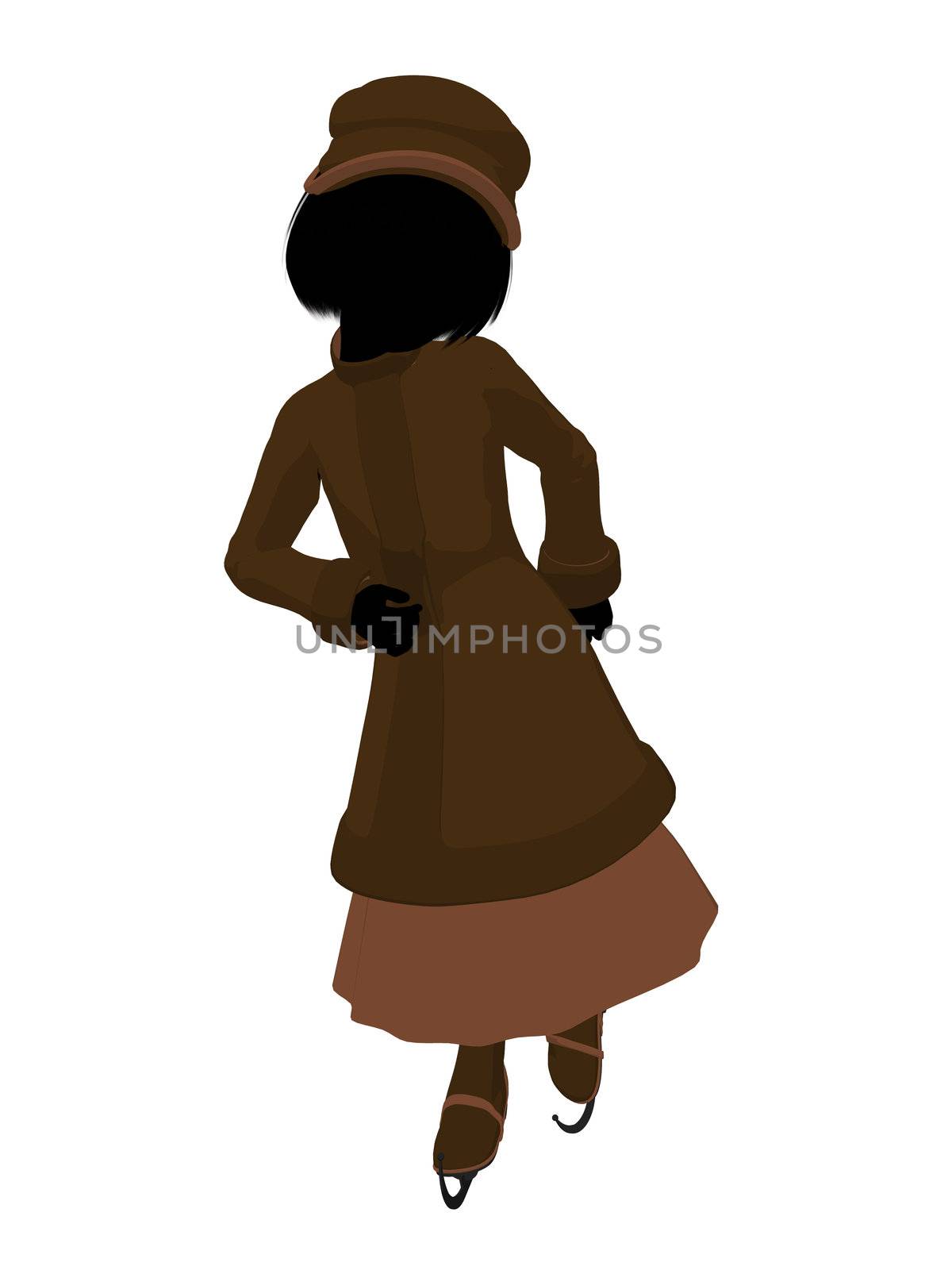 Victorian Girl Ice Skating Illustration Silhouette by kathygold