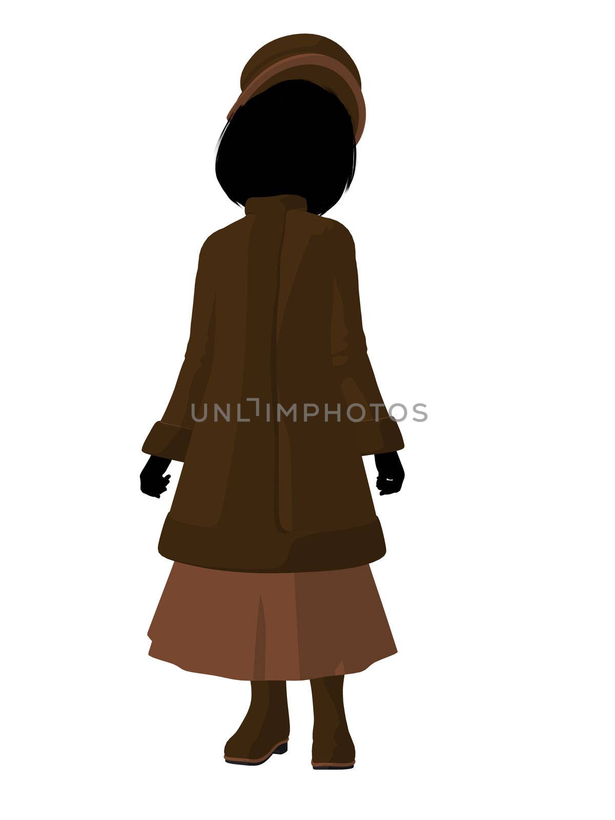Victorian girl silhouette on a white background