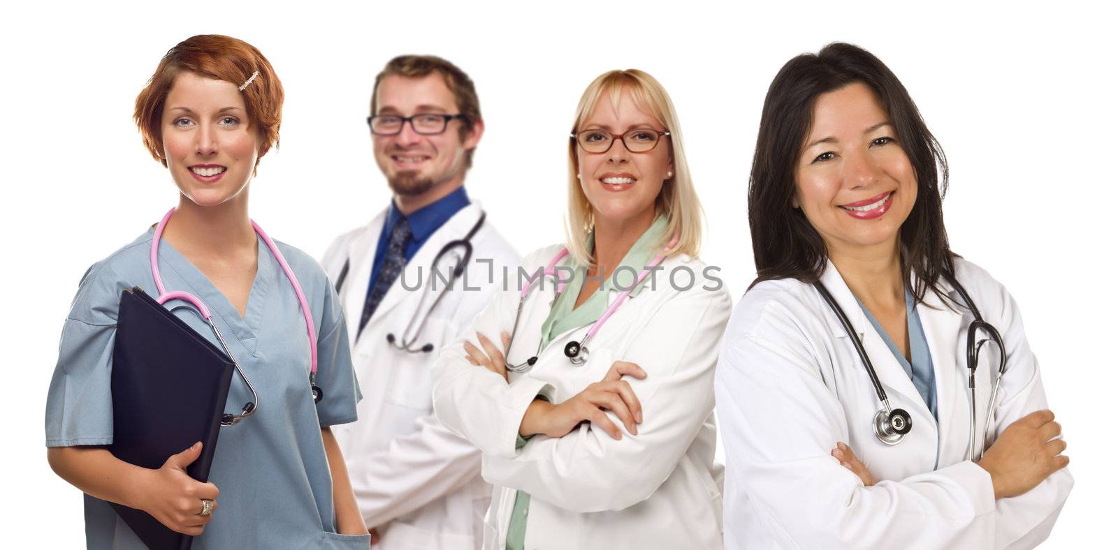 Group of Doctors or Nurses on a White Background by Feverpitched