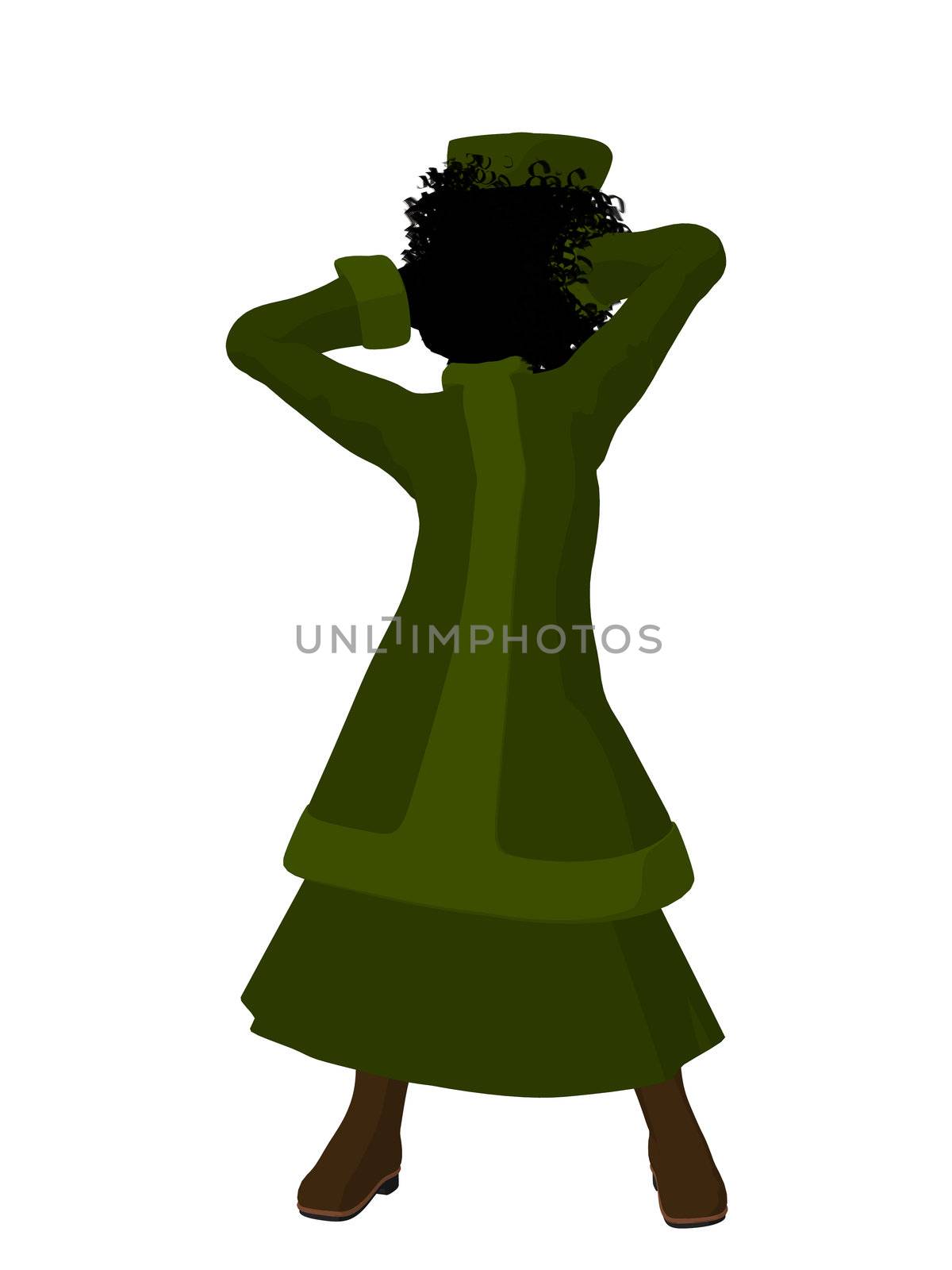 African American Victorian Girl Illustration Silhouette by kathygold