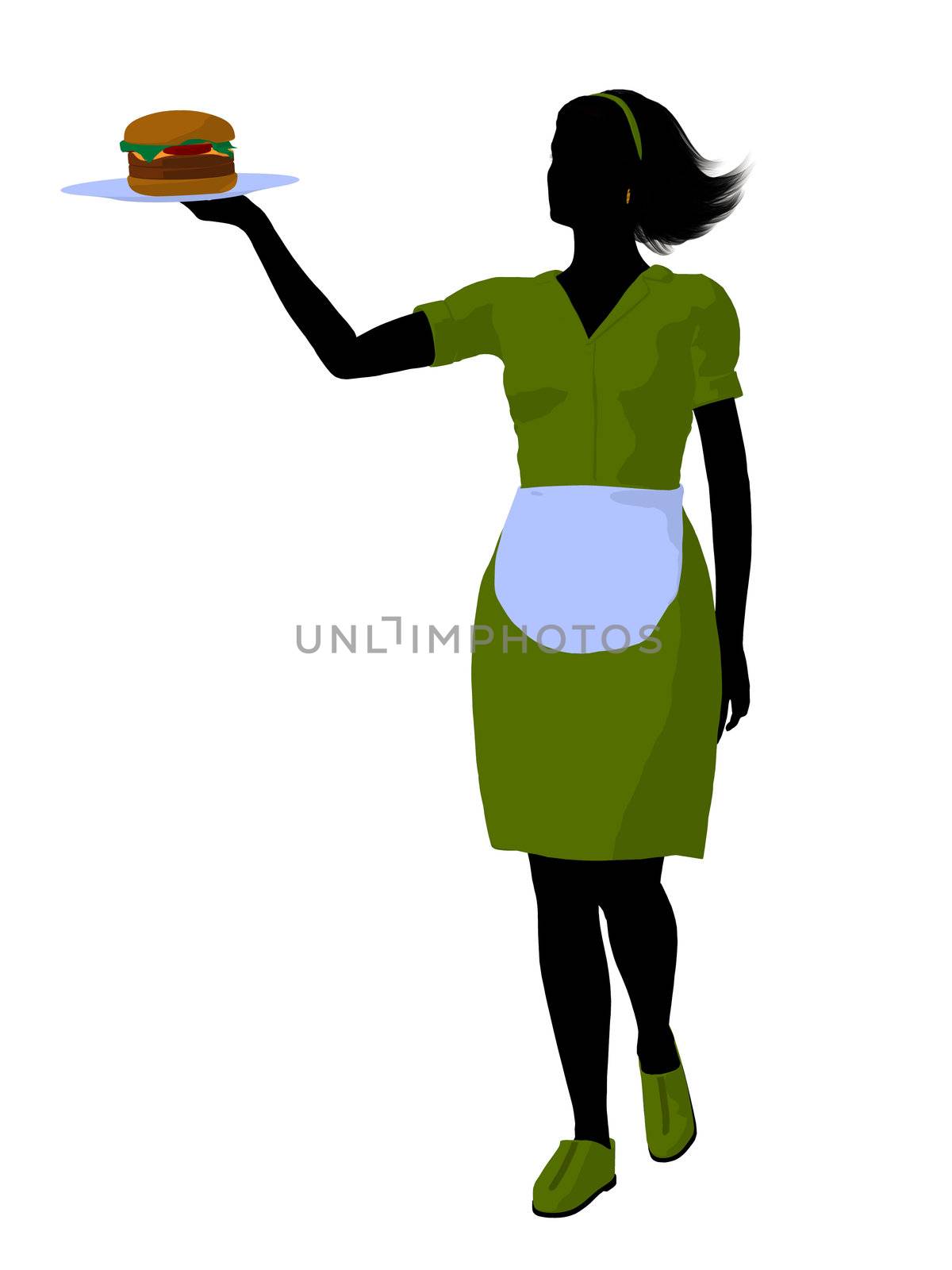 Waitress Illustration Silhouette by kathygold