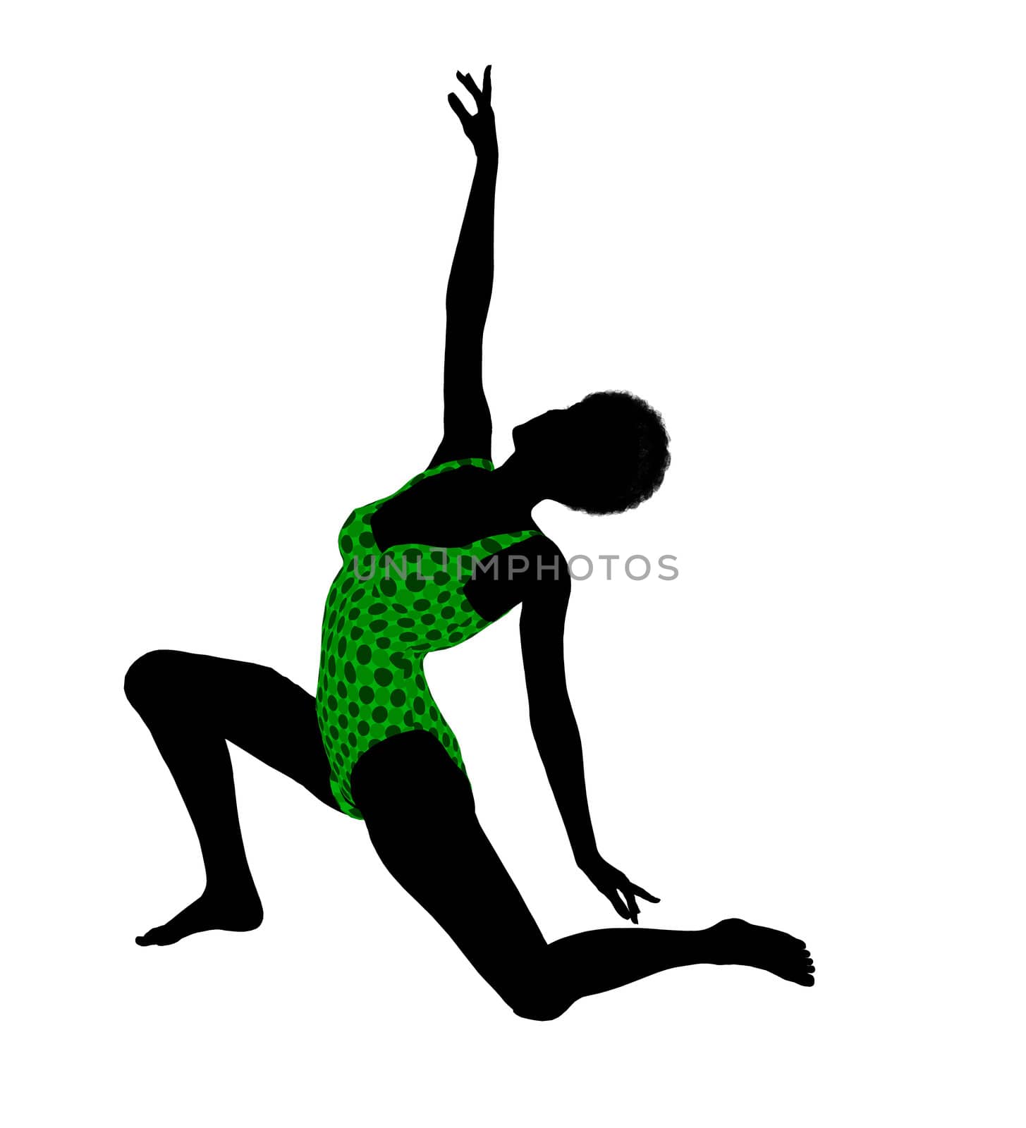 Female african American yoga art illustration silhouette on a white background