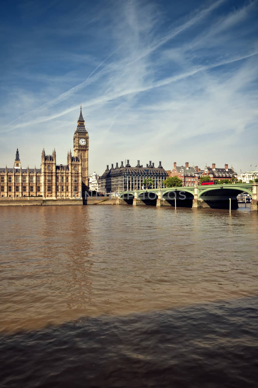 Houses of Parliament and Westminster Bridge,  London.