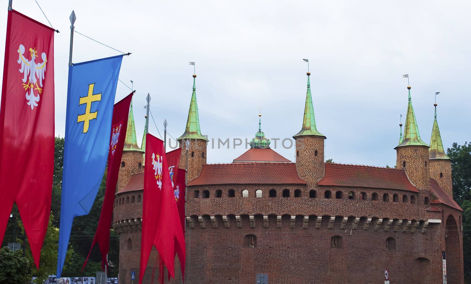 Barbican, medieval fortification in the City of Krakow, Poland.