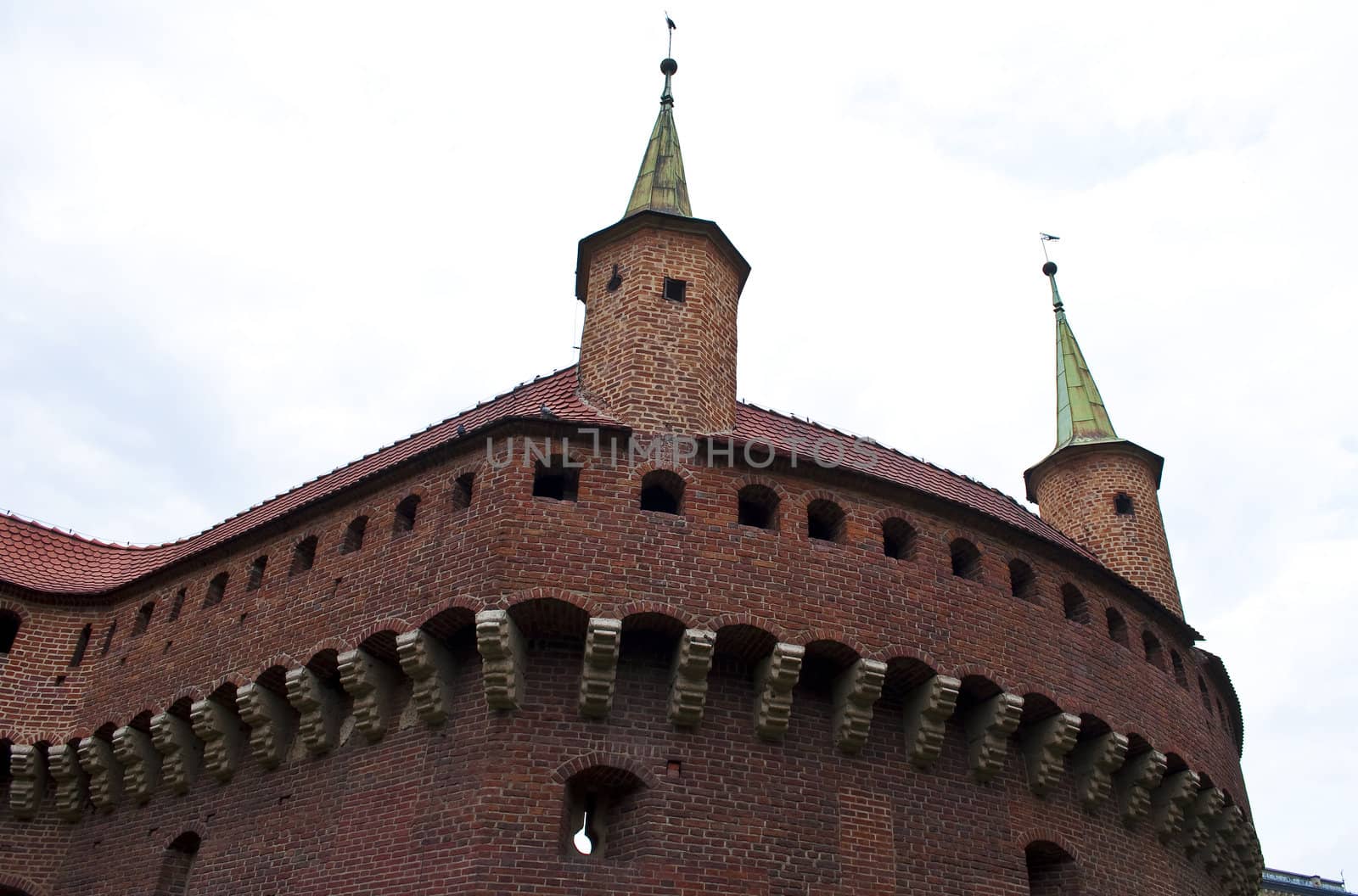 Barbican, medieval fortification in the City of Krakow, Poland.