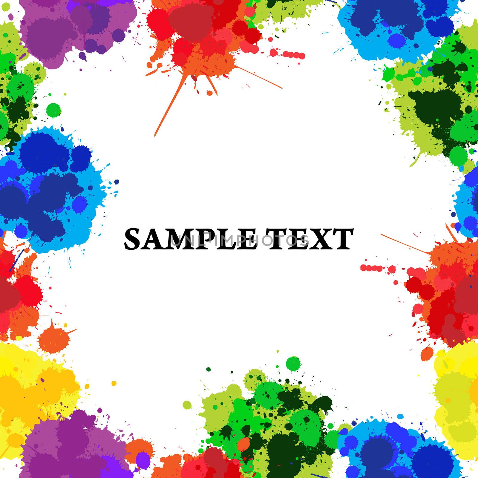 Seamless background with color ink spots, frame for text of photography