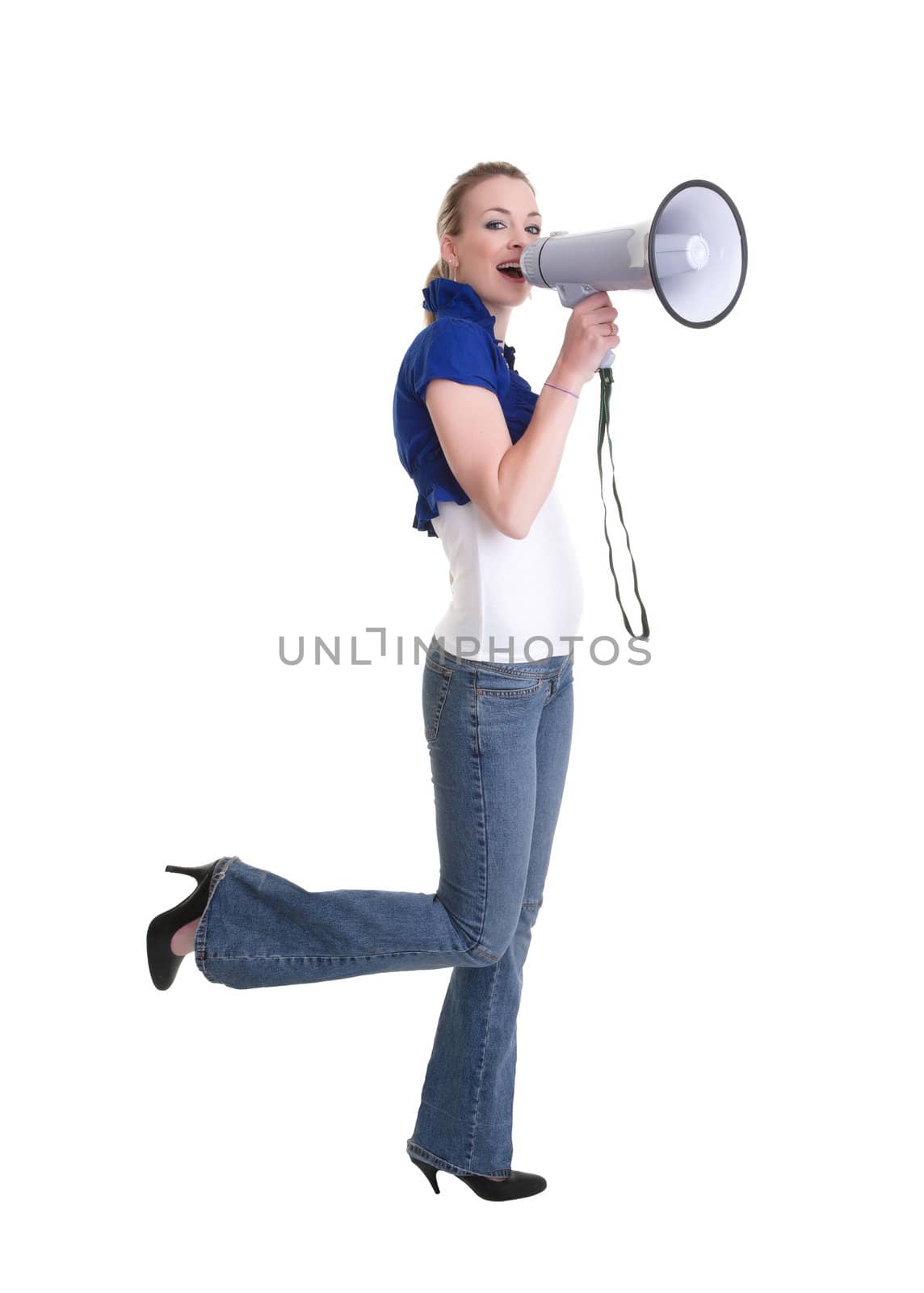young woman with bullhorn by clearviewstock