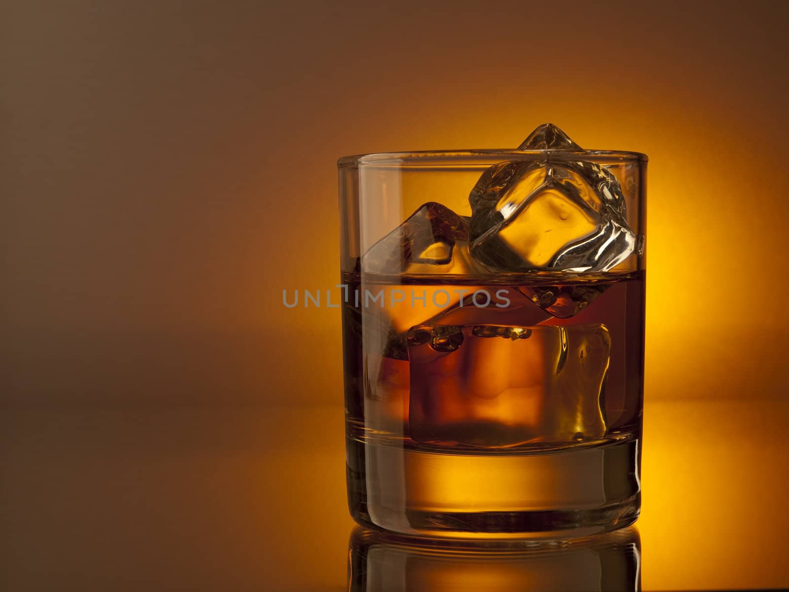 Glass of whiskey on the rocks