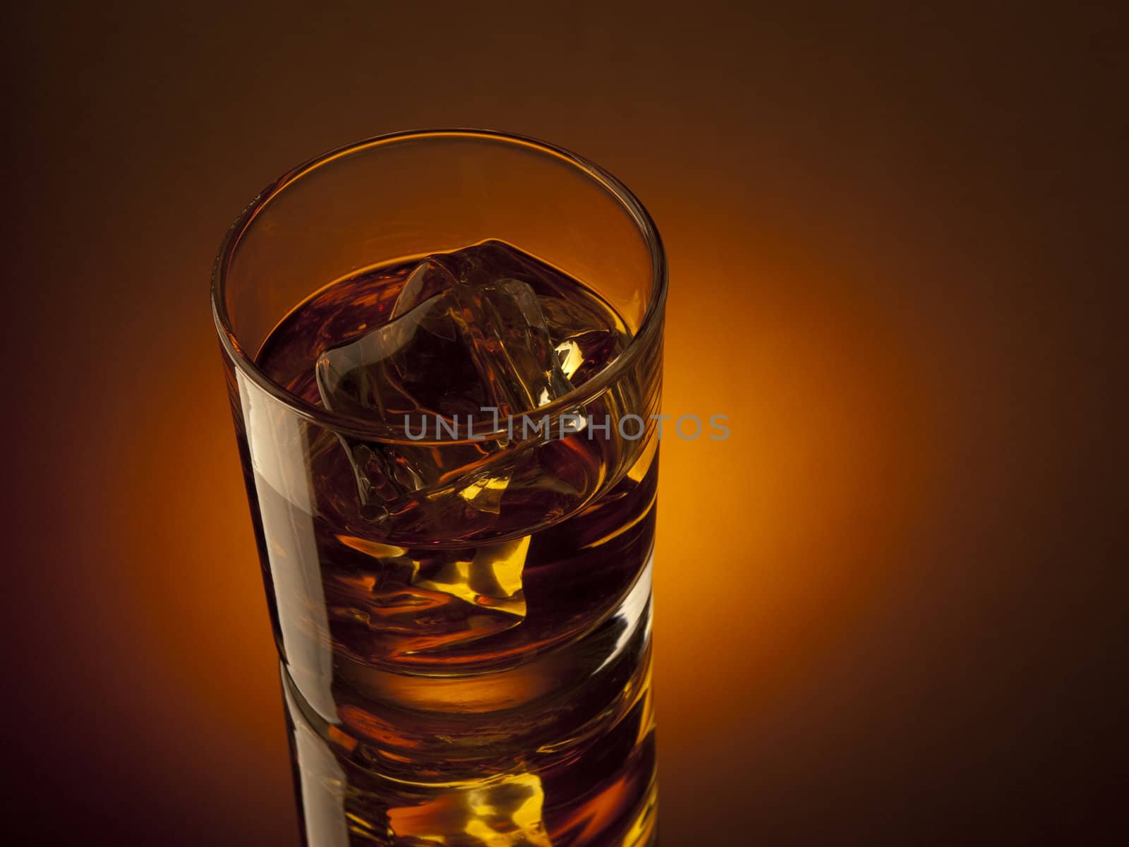 Glass of whiskey on the rocks