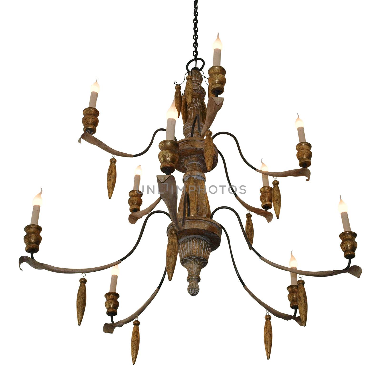 Antique Chandelier isolated with clipping path