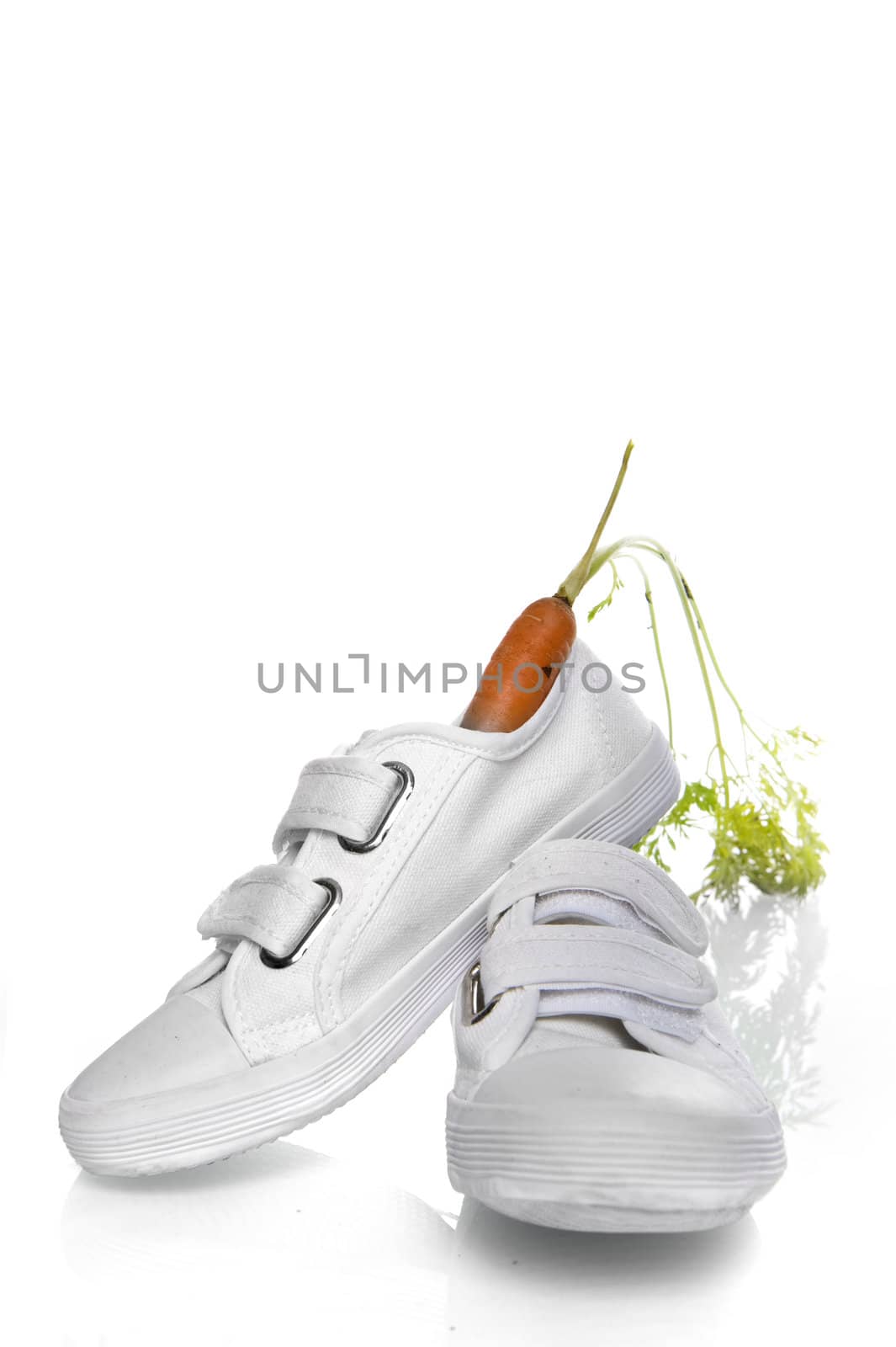 a white shoe with a carrot, a dutch tradition