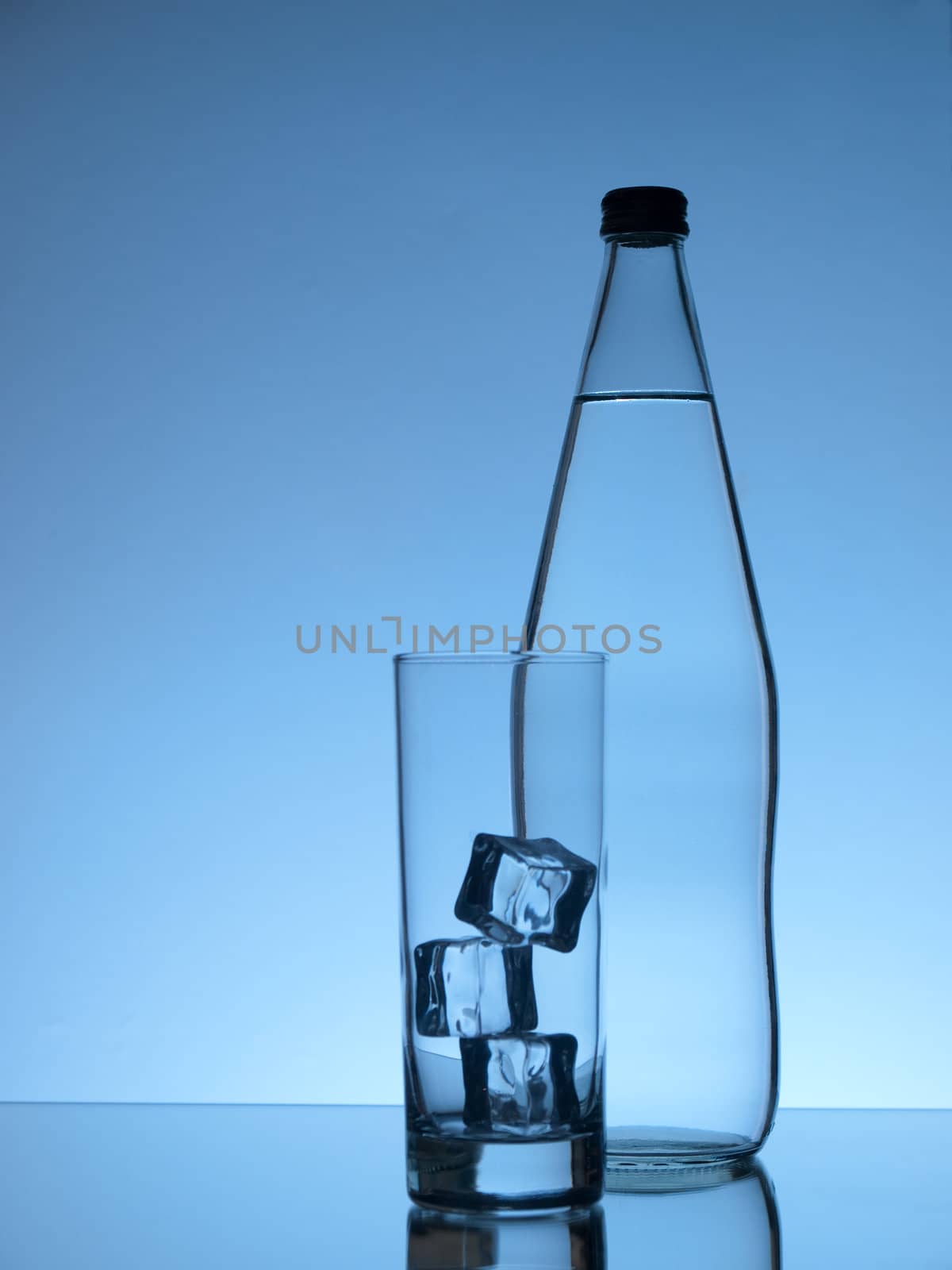 Glass of water and a bottle 