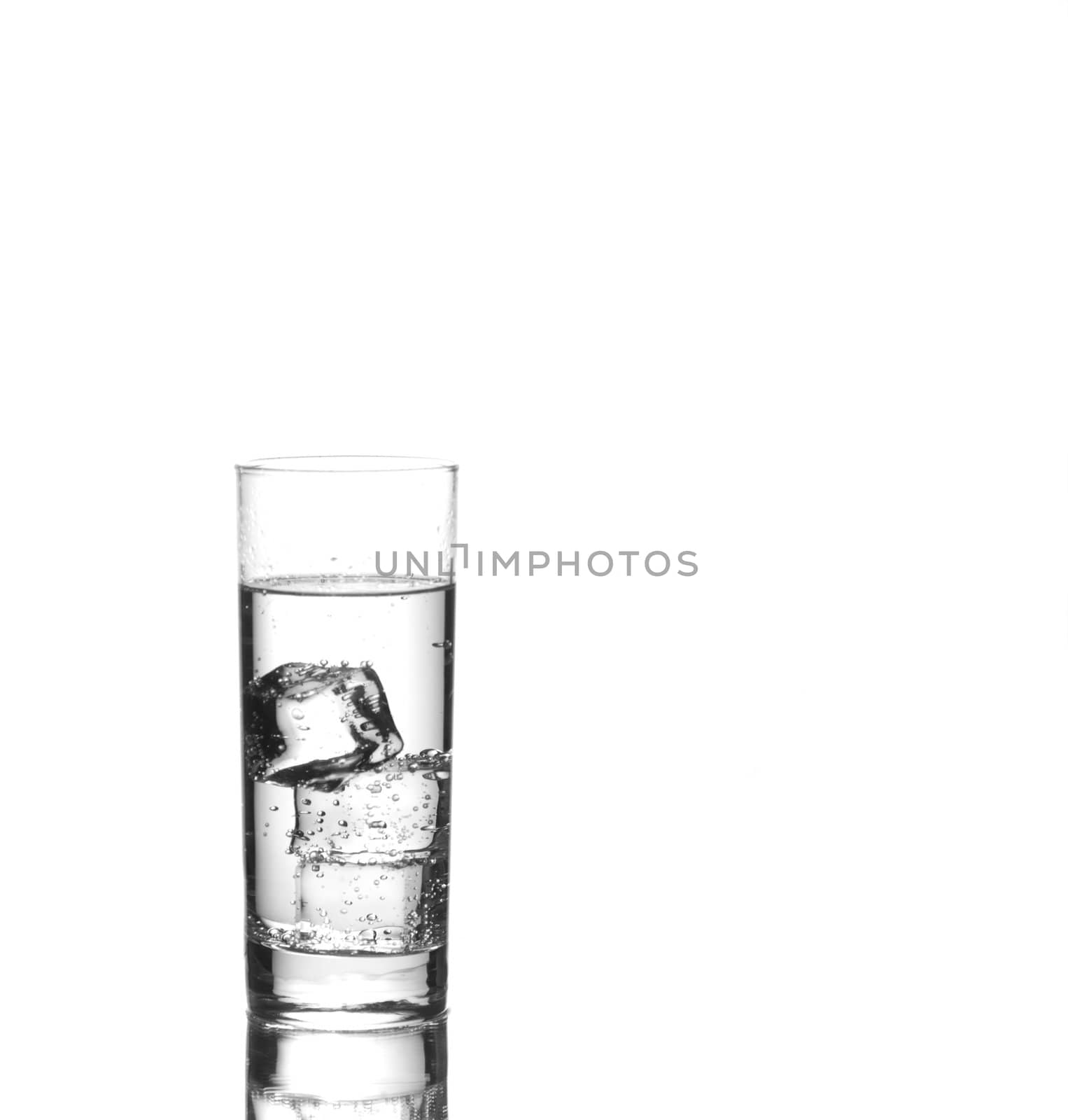 Glass of iced sparkling water 