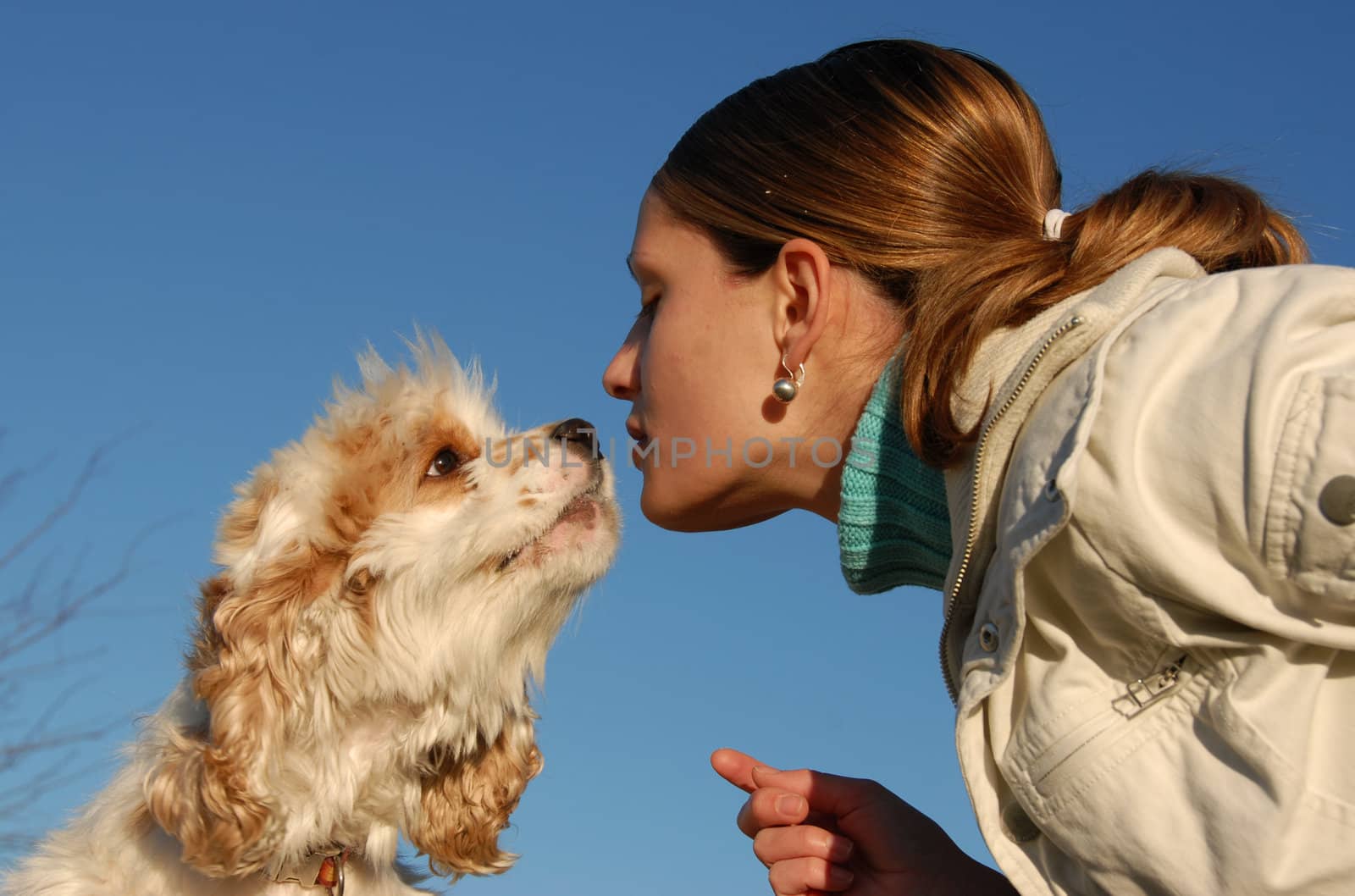 kissing woman and dog by cynoclub