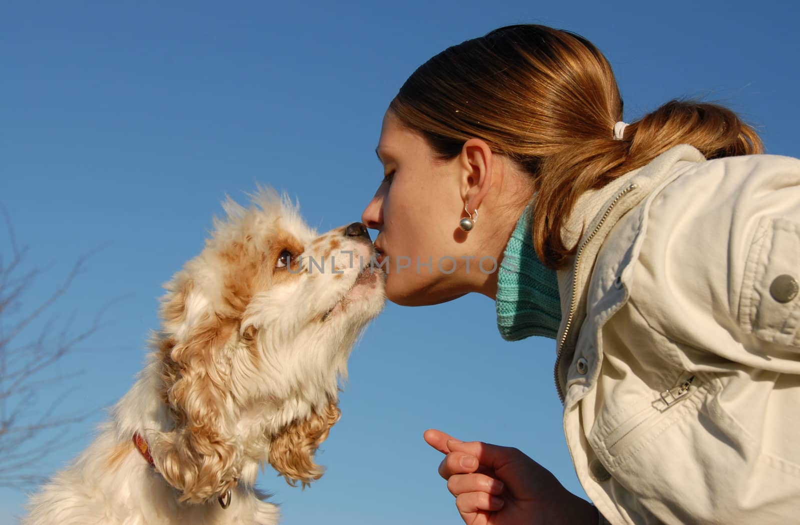 kissing woman and dog by cynoclub