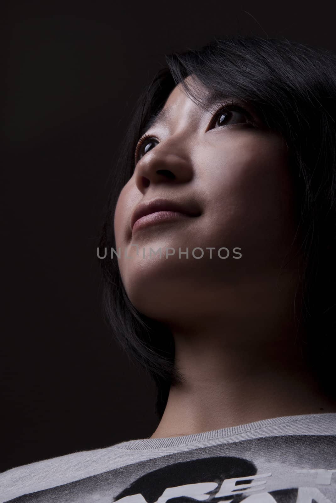 Beautiful eyes and sweet smile of Asian young girl